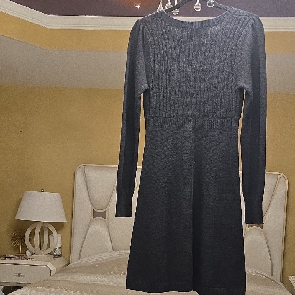 BCBGMaxAzria Lamb's Wool Black Long Sleeve Knit Dress - Picture 4 of 16
